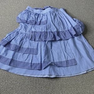 Asos Womens Skirt Size 6 Blue Striped Tiered Ruffle Tie Waist Pleated Unlined‎